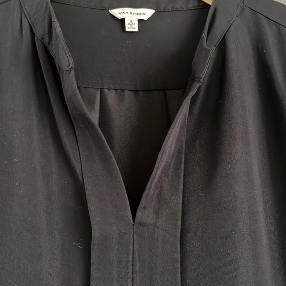 EUC Max Studio Flowy Black Shirt Dress with Tab Long Sleeves S - Picture 4 of 11